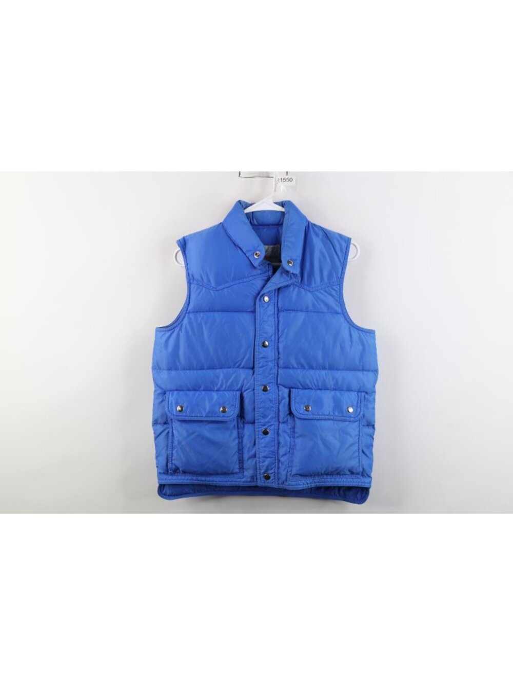 Vintage 70s Streetwear Mens XS Blank Duck Down Feather Puffer Vest Jacket Blue